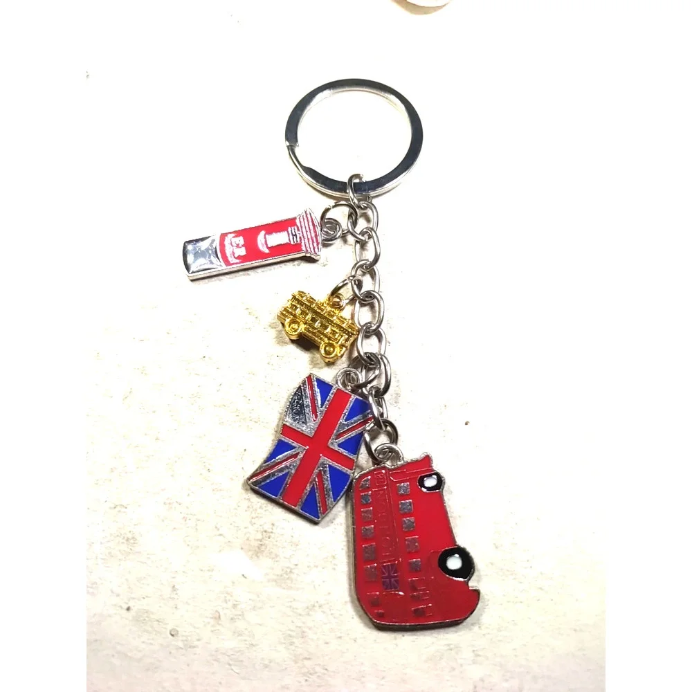 England British Keychain Double Decker Bus Phone Box Flag